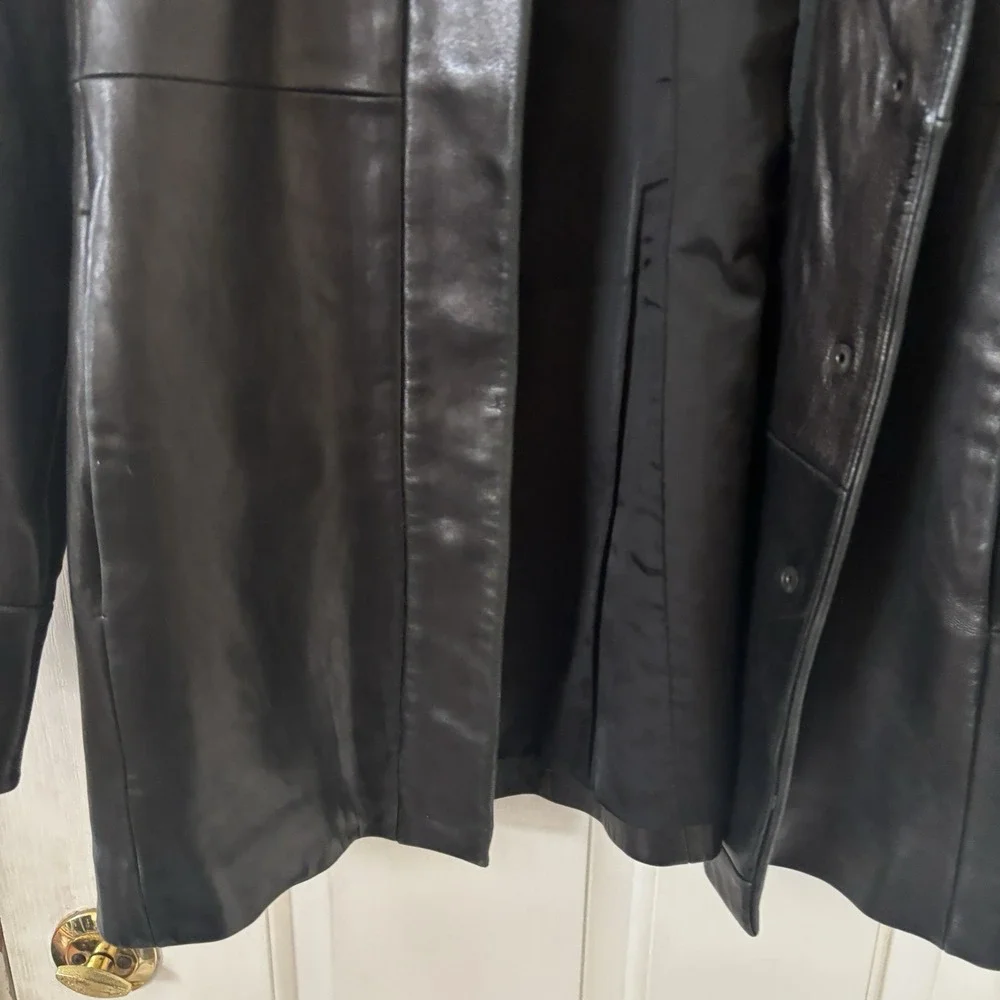 Vintage‎ Y2K Banana Republic Leather Jacket Men SZ Medium Racer Biker Moto Black